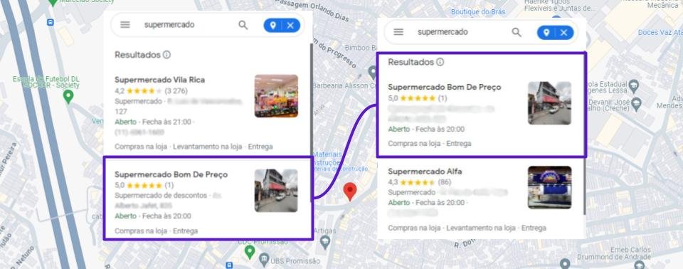 Mapa de localização representando estratégias de SEO local para o Google Business Profile